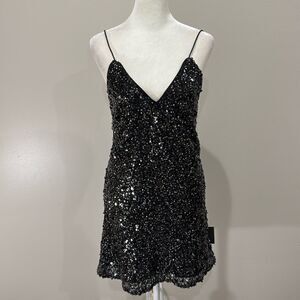 Lulus Force of Fashion Black Backless Sequin Mini Dress Size XS